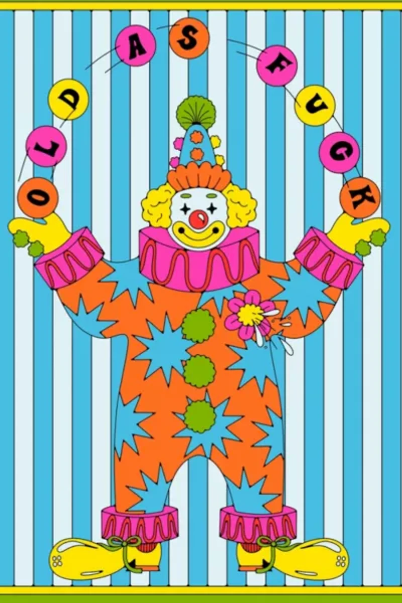 Red Cap Old Clown Birthday Card