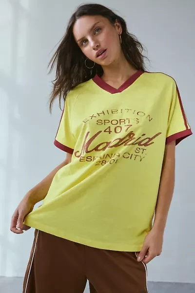 Madrid Graphic Oversized V-Neck Jersey Tee
