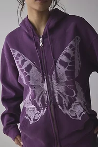 Project Social T Butterfly Graphic Zip-Up Hoodie Sweatshirt