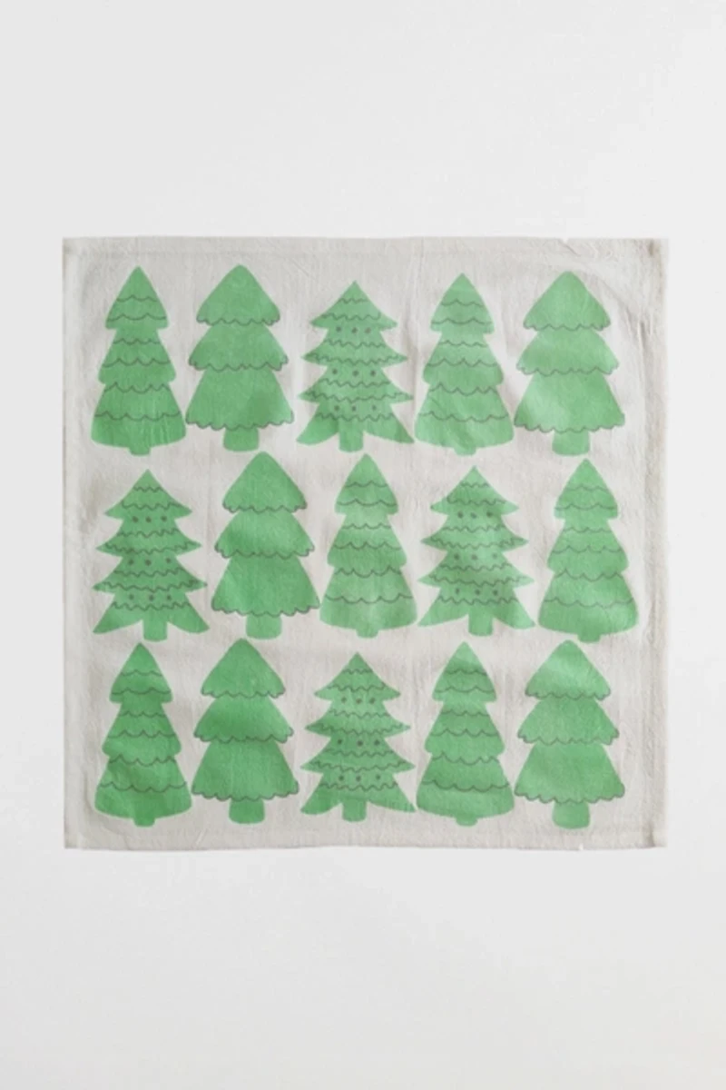 Julie Peach Tinsel Trees Tea Towel
