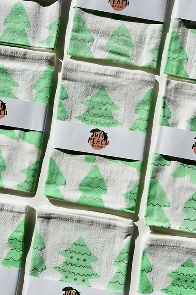 Julie Peach Tinsel Trees Tea Towel