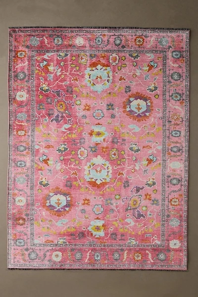 Liliana Floral Oushak Printed Chenille Rug