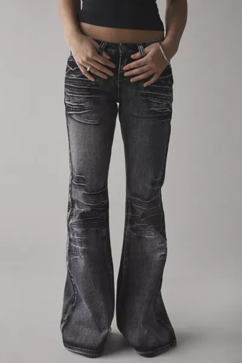 Jaded London Washed Black Drift Flare Jean