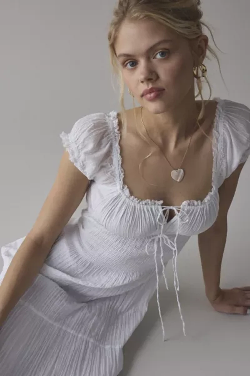 Kimchi Blue Sienna Cotton Smocked Milkmaid Maxi Dress