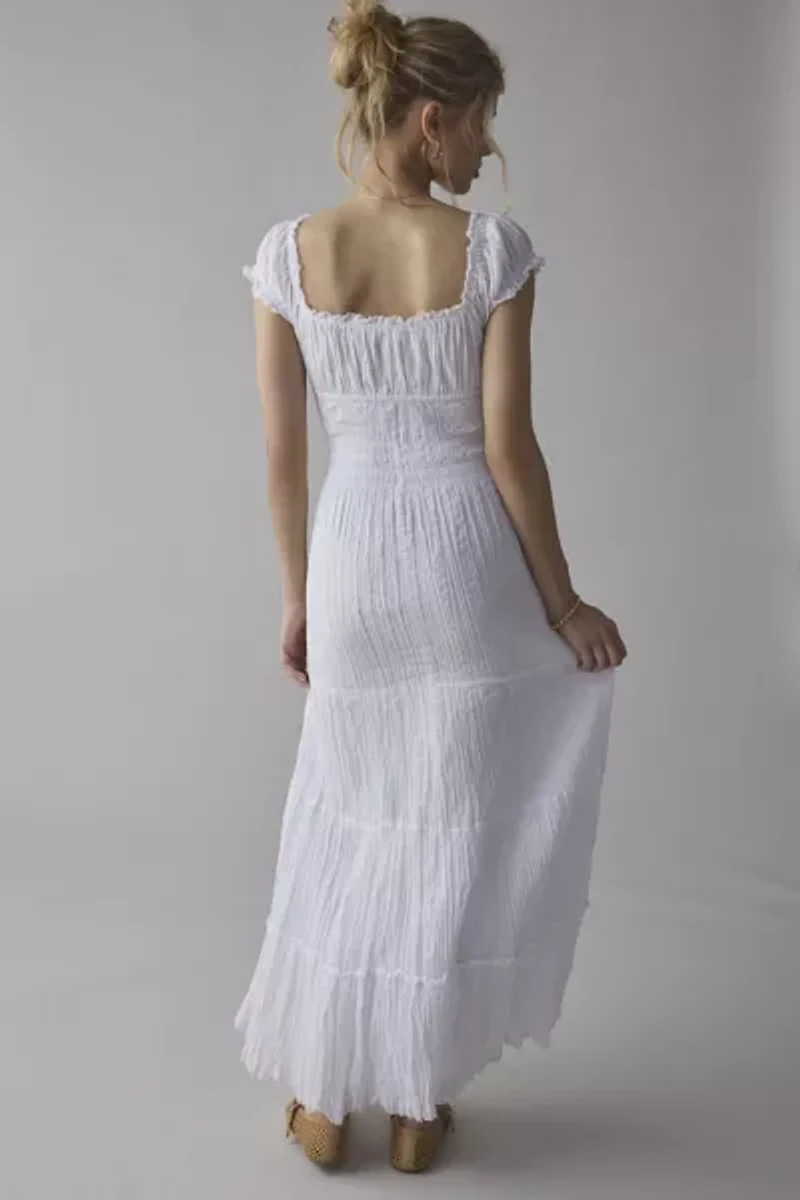 Kimchi Blue Sienna Cotton Smocked Milkmaid Maxi Dress