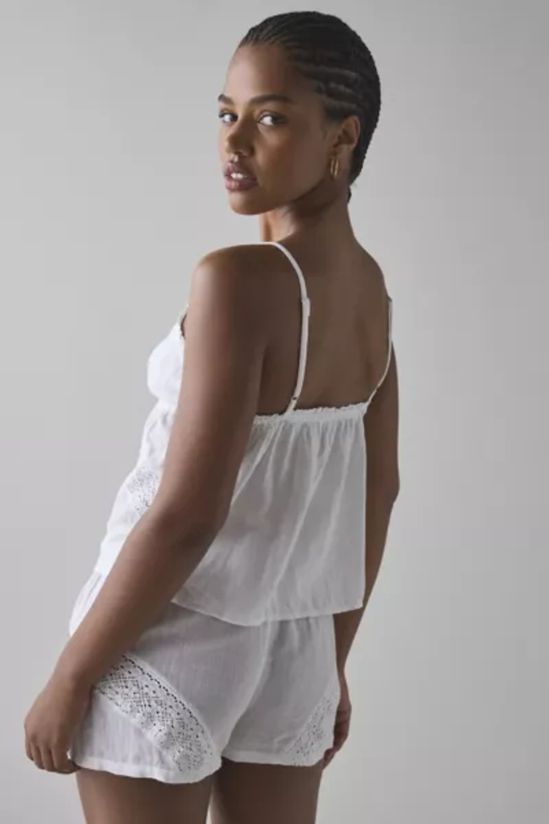 Out From Under Virginia Lace-Trim Cotton Babydoll Cami + Micro Short Set