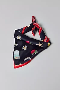 By The Sea Collage Satin Bandana