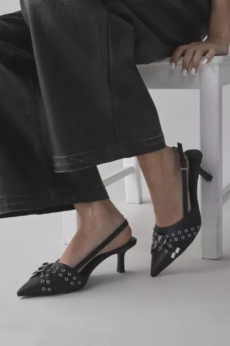 UO Wren Buckle Slingback Kitten Heel