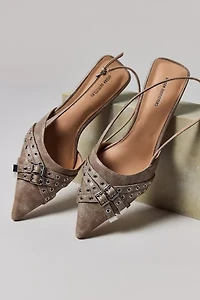 UO Wren Buckle Slingback Kitten Heel
