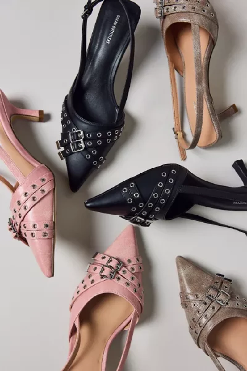 UO Wren Buckle Slingback Kitten Heel