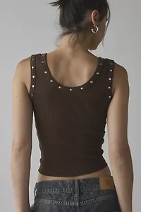 Motel Daxio American Dream Graphic Studded Tank Top