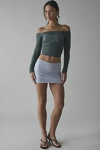 Motel Nauby Untamed Graphic Off-The-Shoulder Long Sleeve Top