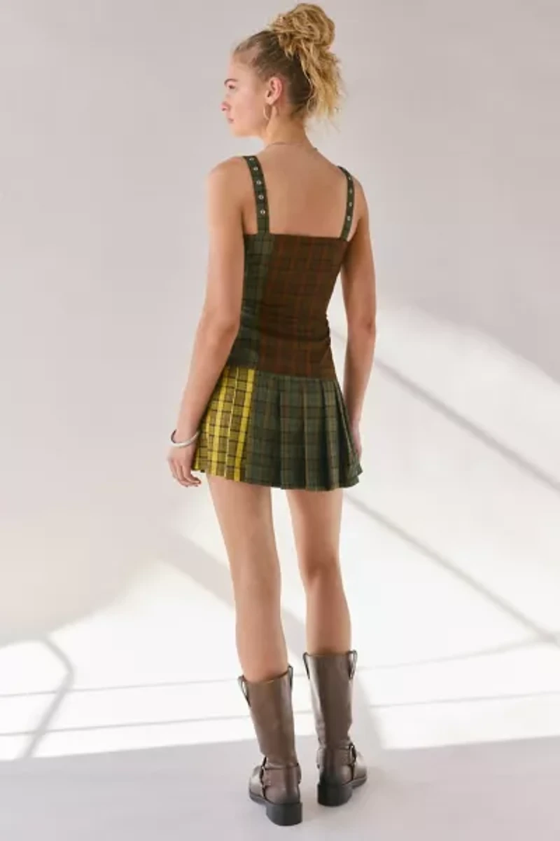 The Ragged Priest Viv Tartan Pleated Mini Dress