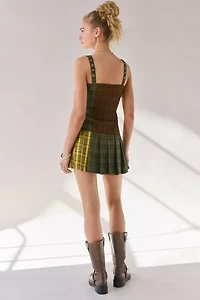 The Ragged Priest Viv Tartan Pleated Mini Dress