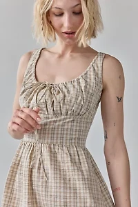 Another Girl Gingham Seersucker Scoop Neck Mini Dress