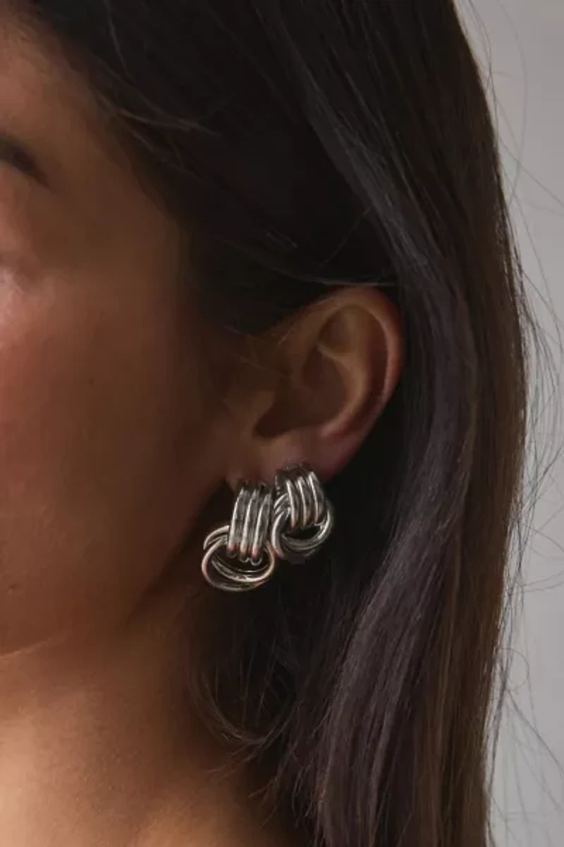 Knotted Stud And Hoop Earring Set