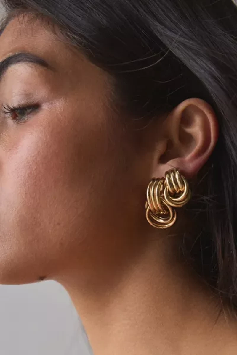 Knotted Stud And Hoop Earring Set
