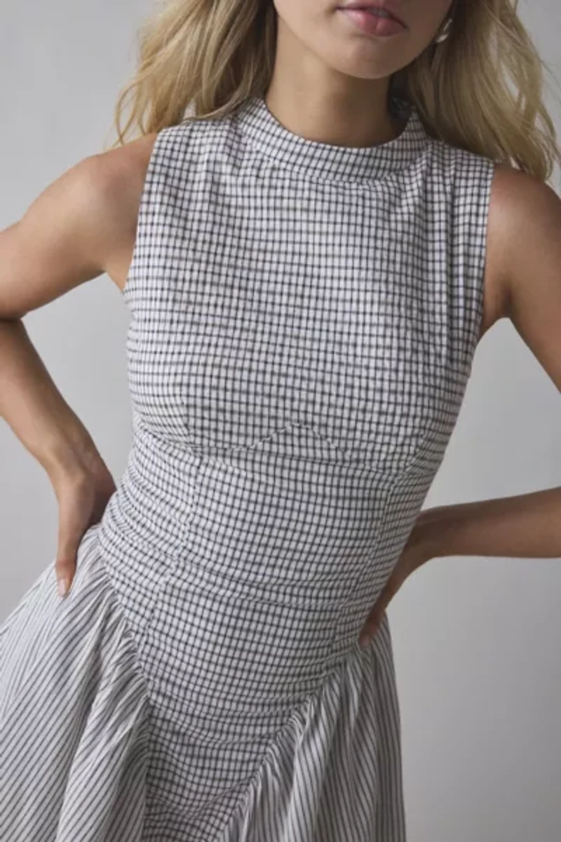 Another Girl Check High Neck Mini Dress
