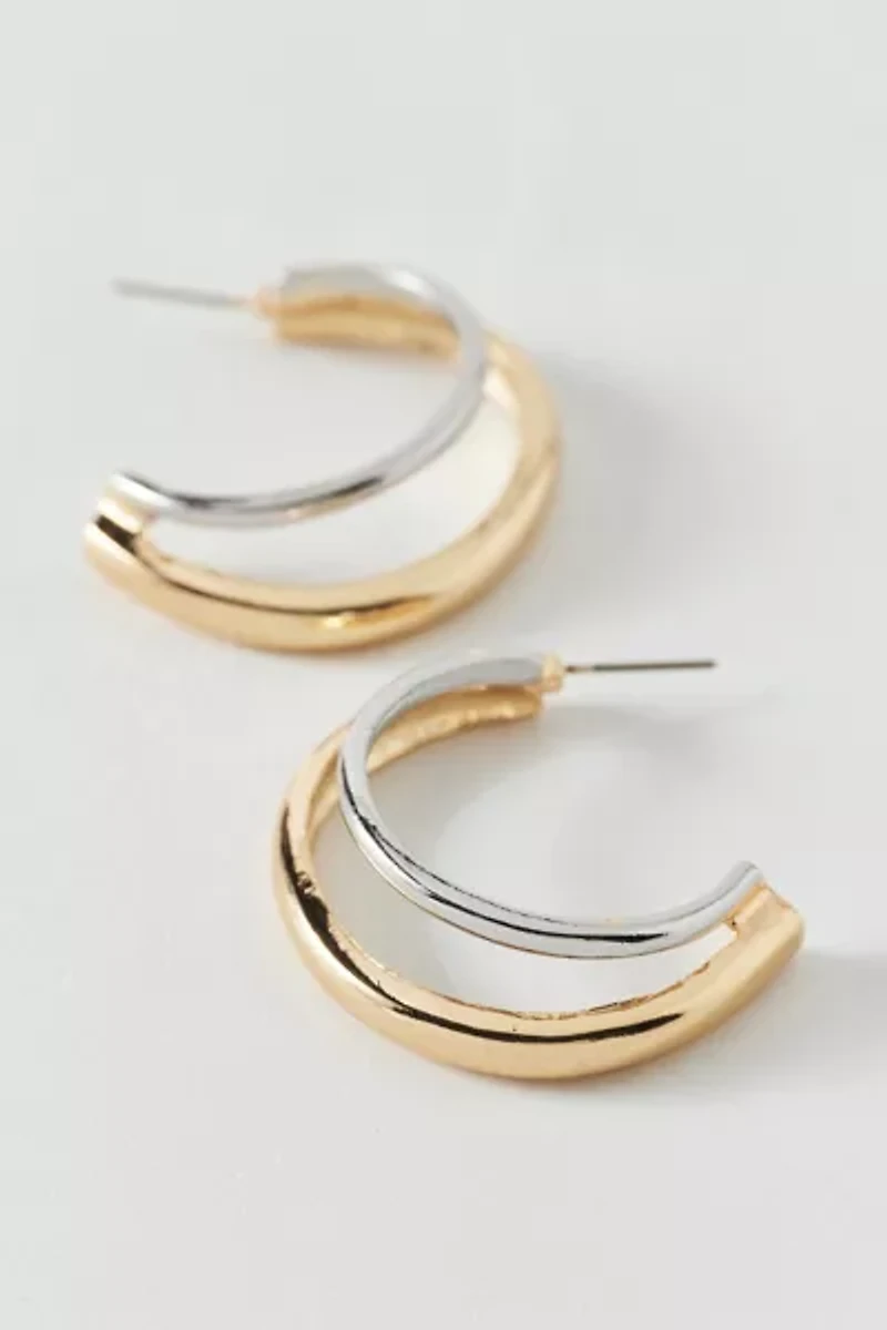Mixed Metal Double Hoop Earring