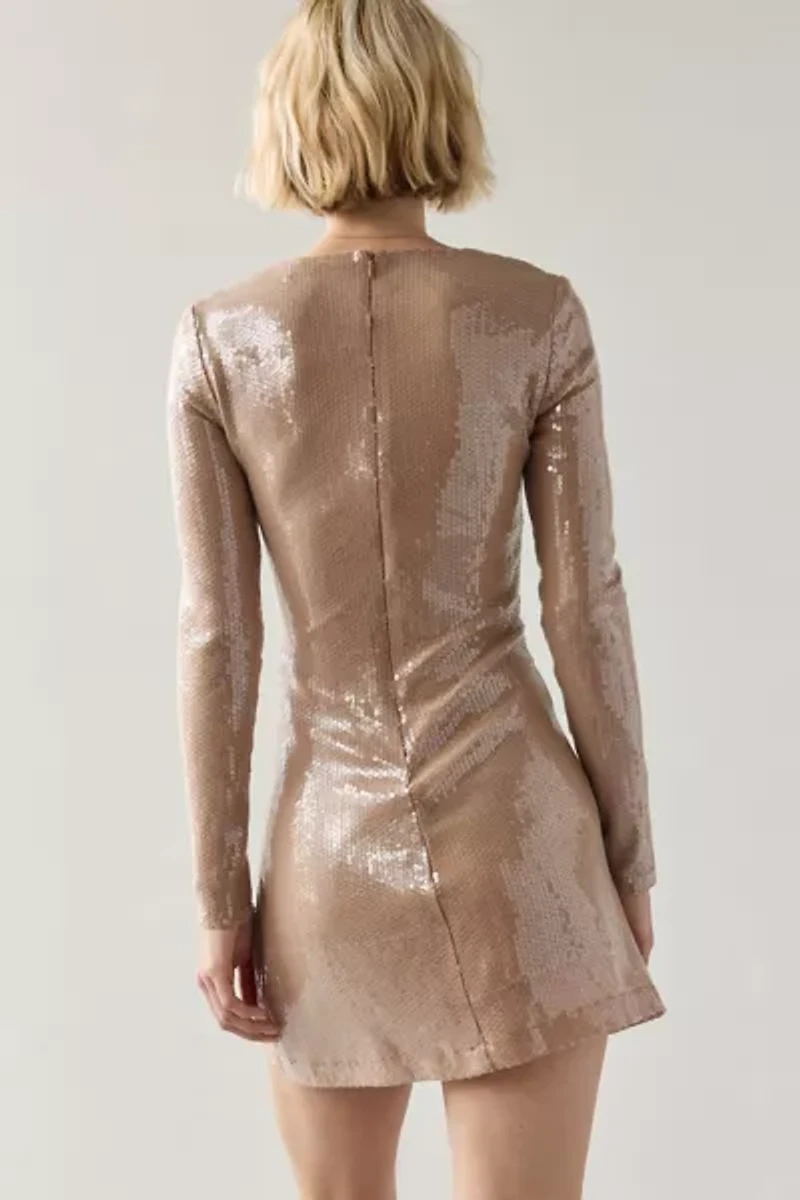 Rare London Sequin Long Sleeve Mini Dress