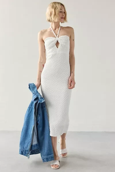 Rare London Textured Cutout Halter Midi Dress