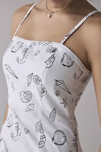 Another Girl Seaside Doodle Print Cotton-Blend Mini Dress