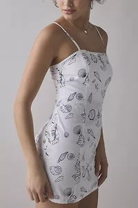 Another Girl Seaside Doodle Print Cotton-Blend Mini Dress