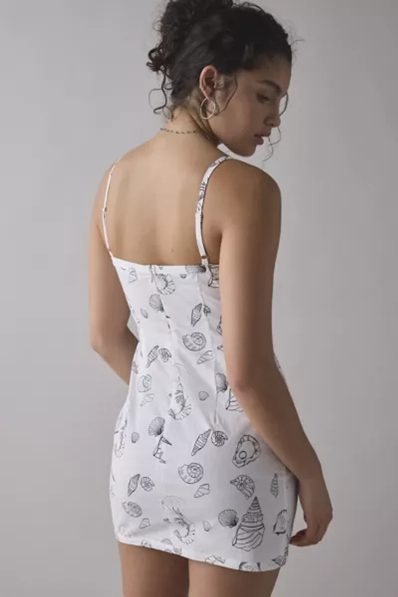 Another Girl Seaside Doodle Print Cotton-Blend Mini Dress