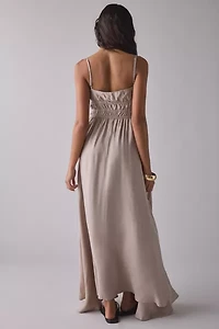 Another Girl Ruched Tie-Front Plunge Maxi Dress
