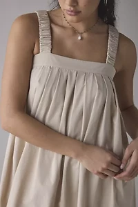 Another Girl Cotton-Blend Poplin Pleated Babydoll Mini Dress