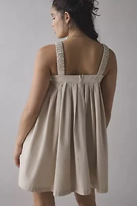 Another Girl Cotton-Blend Poplin Pleated Babydoll Mini Dress