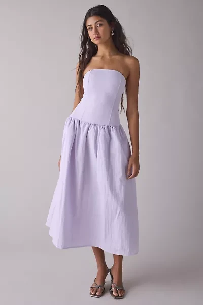 Rare London Strapless Corseted Drop Waist Midi Dress