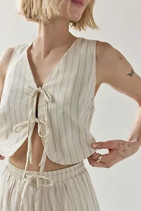 Another Girl Striped Cotton Tie-Front Jumpsuit