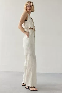 Another Girl Striped Cotton Tie-Front Jumpsuit