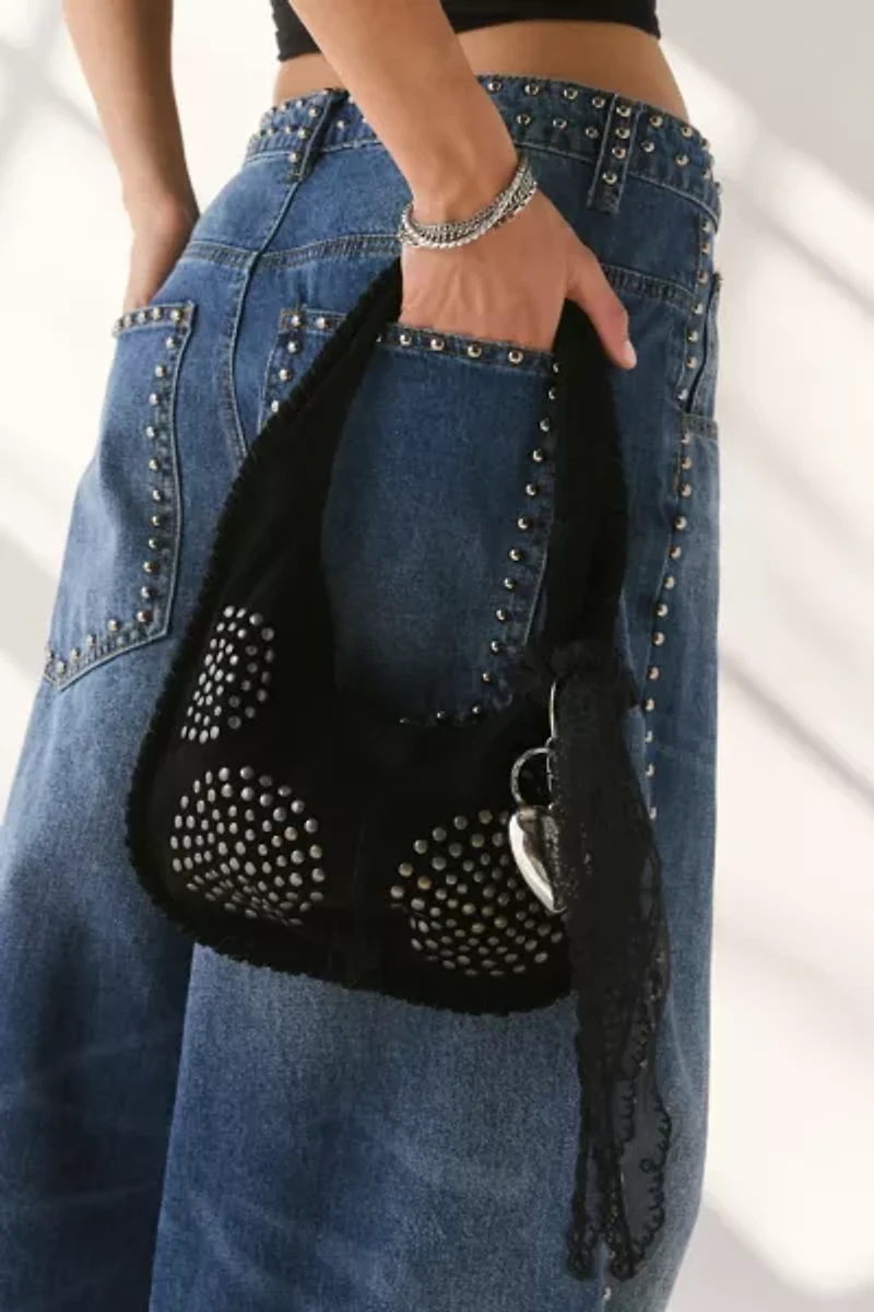 Silence + Noise Ivy Studded Suede Hobo Bag