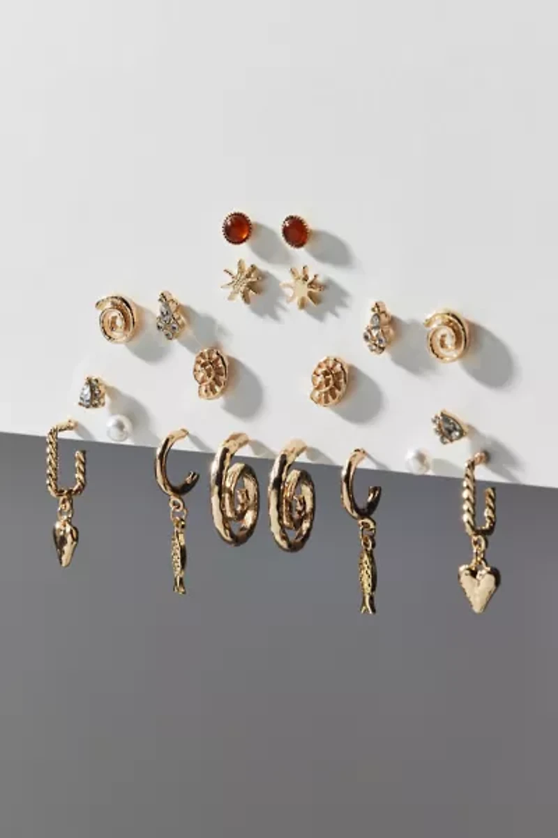 Coastal Charm Post And Hoop Earring Set