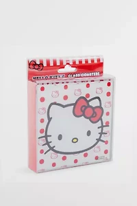 Sanrio Hello Kitty Red Bow Glass Coaster Set