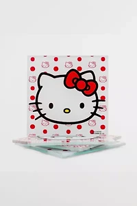 Sanrio Hello Kitty Red Bow Glass Coaster Set