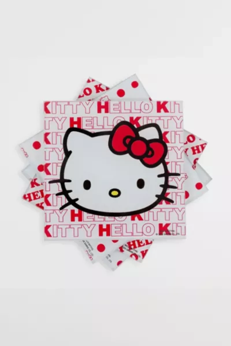 Sanrio Hello Kitty Red Bow Glass Coaster Set