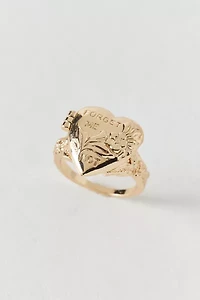 Etched Heart Locket Ring