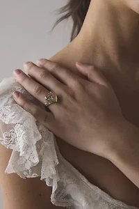 Etched Heart Locket Ring
