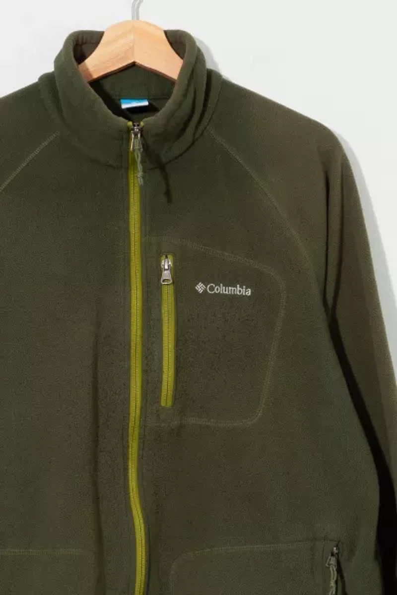 Vintage Y2K Columbia Distressed Green Zipper Fleece Jacket