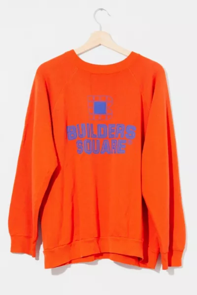 Vintage 1980s Distressed Orange Graphic Raglan Crewneck