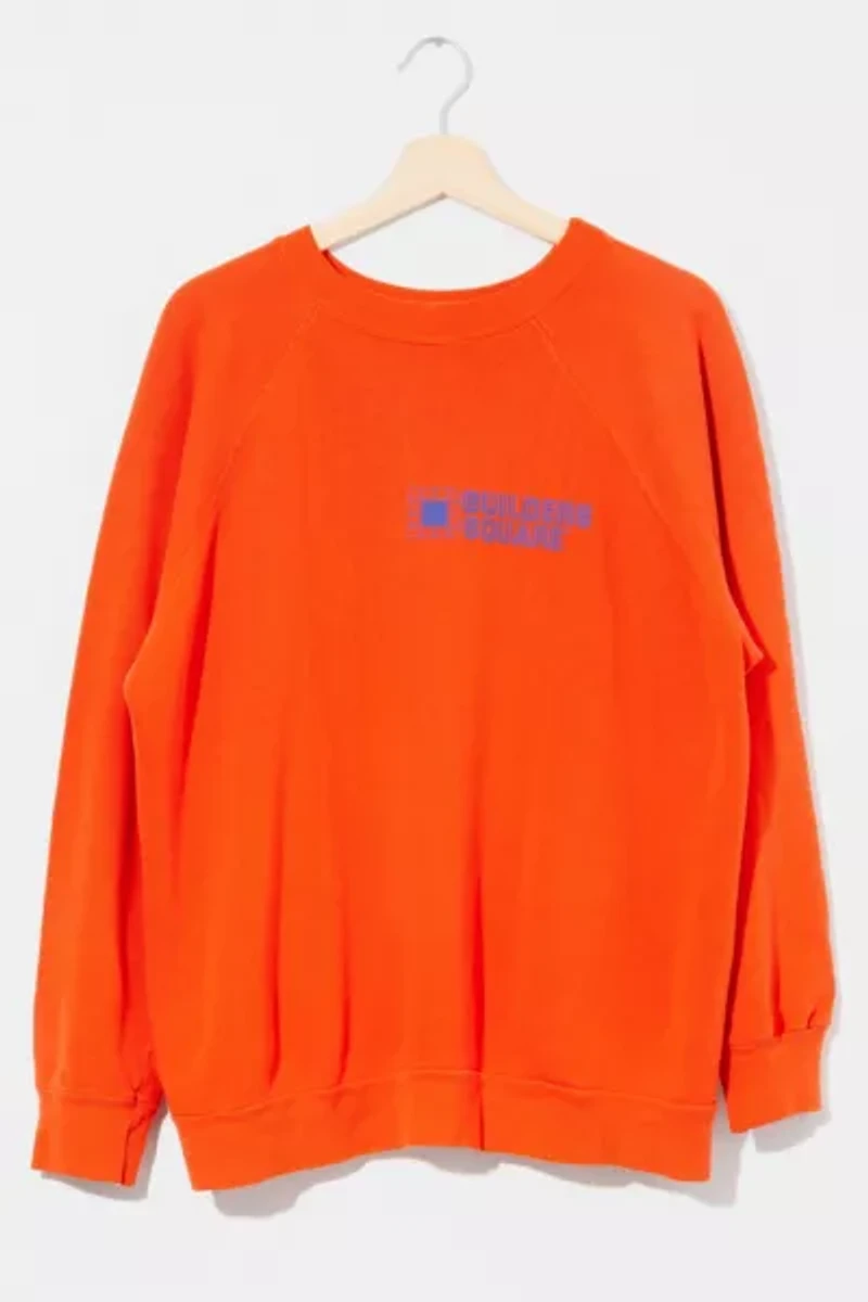Vintage 1980s Distressed Orange Graphic Raglan Crewneck
