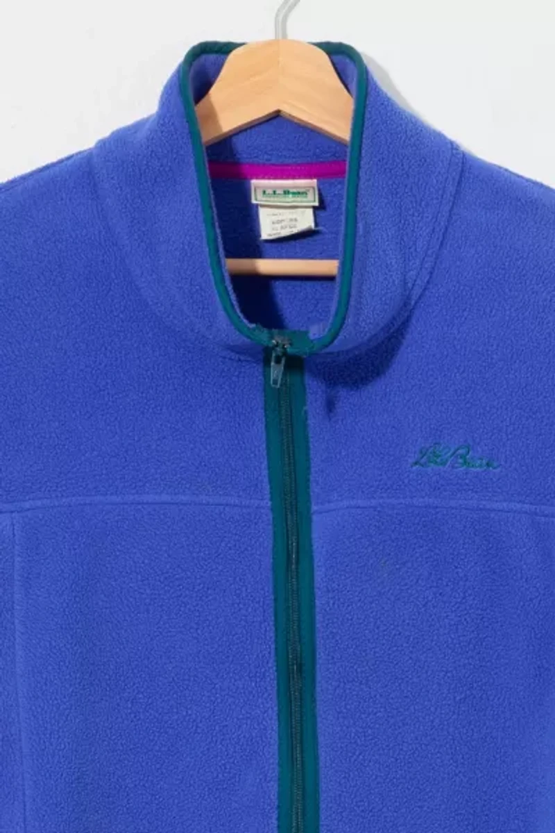Vintage 1990s L.L. Bean Blue Fleece Zip-up Vest