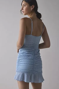 Kimchi Blue Bonnie Ruched Flutter-Trim Mini Dress