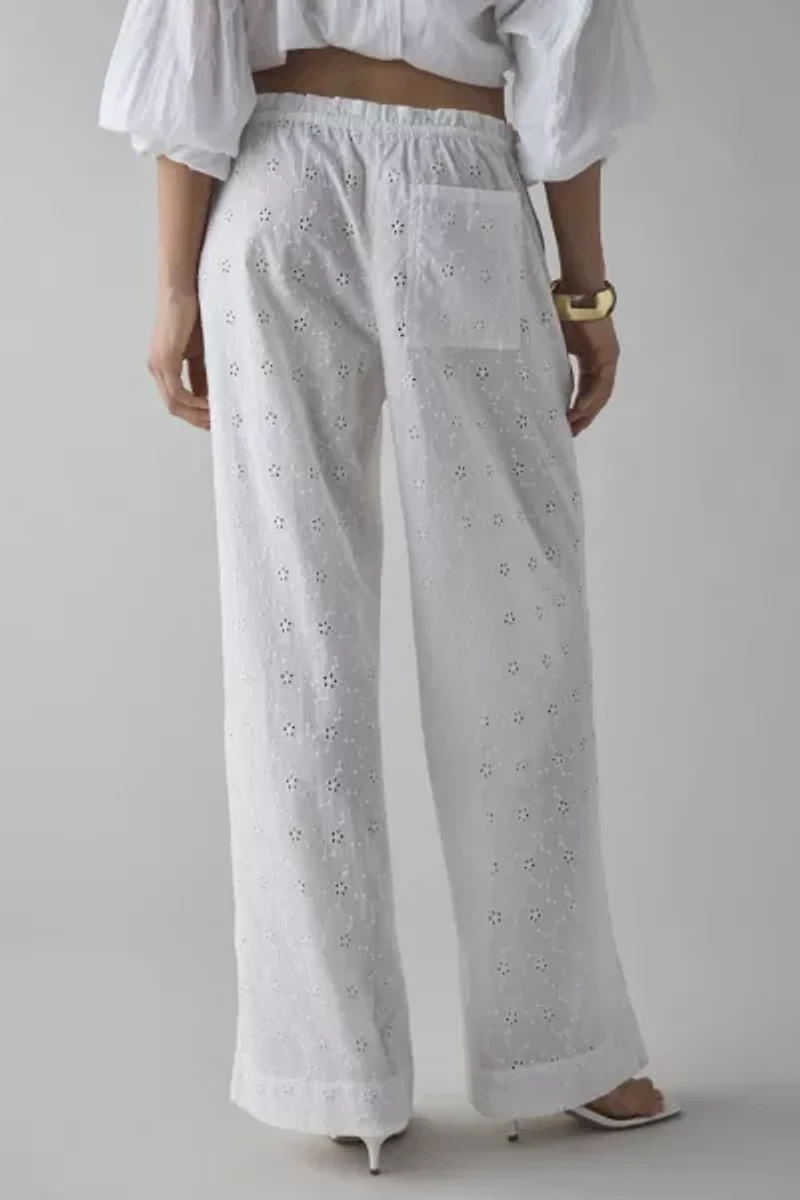 Kimchi Blue Millie Semi-Sheer Eyelet Lace Wide Leg Pull-On Pant