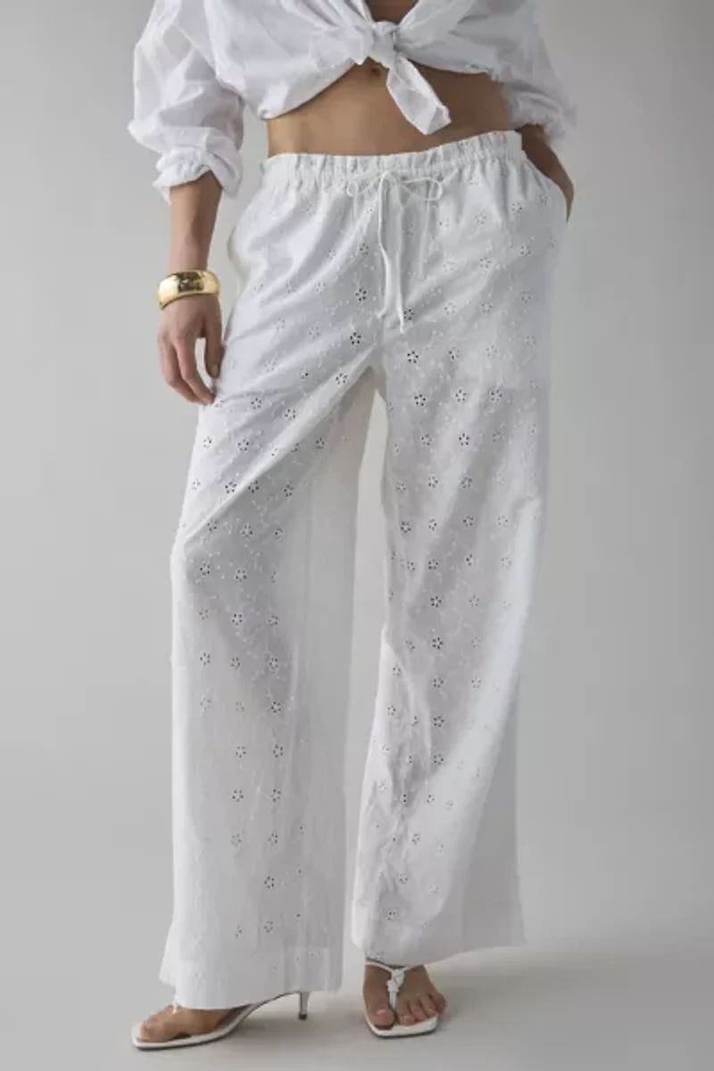 Kimchi Blue Millie Semi-Sheer Eyelet Lace Wide Leg Pull-On Pant