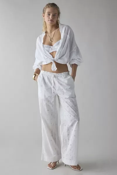 Kimchi Blue Millie Semi-Sheer Eyelet Lace Wide Leg Pull-On Pant
