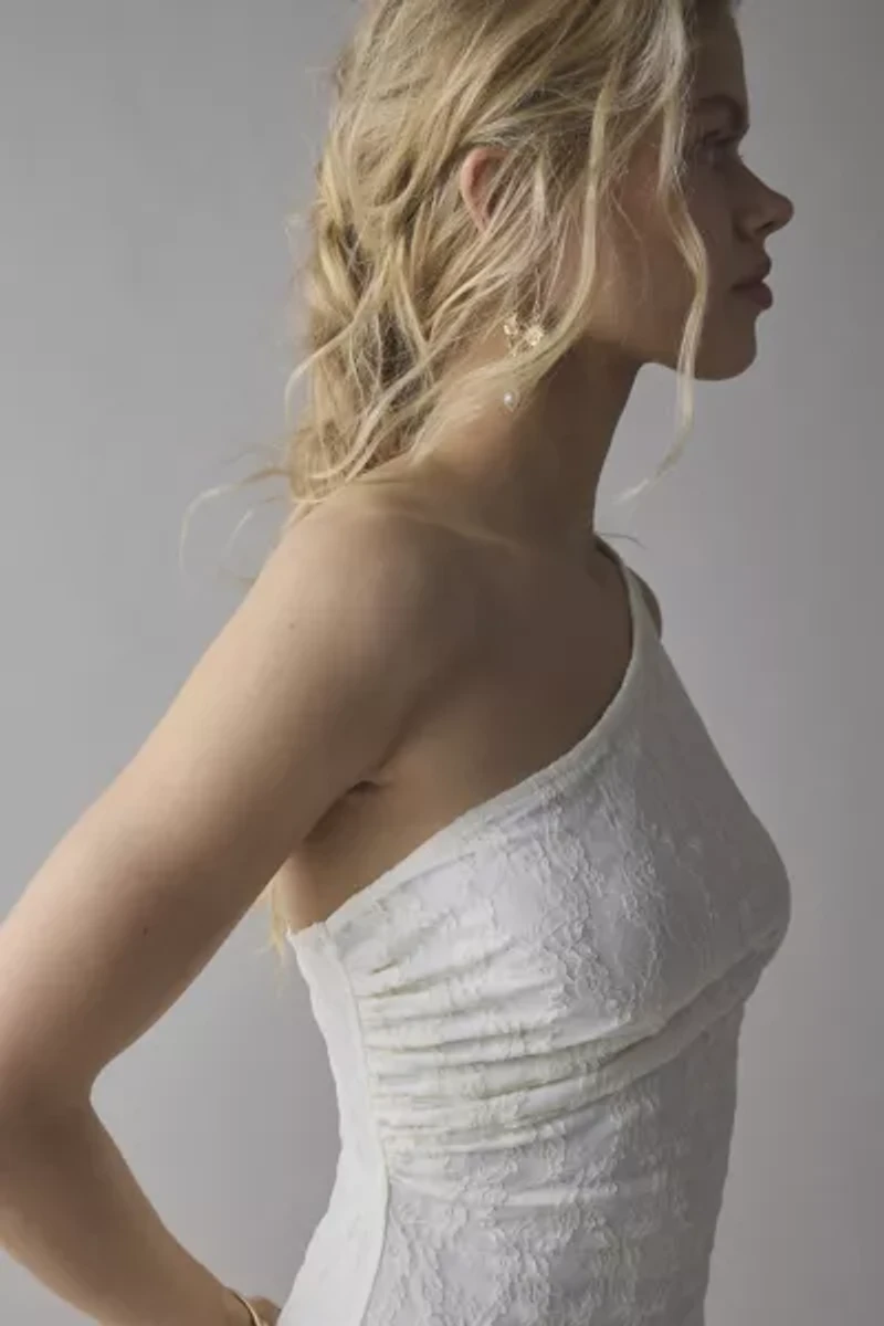 UO Michelle Lace Asymmetrical One-Shoulder Mini Dress